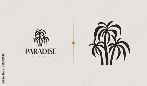 Palm Tree Summer Tropical. Universal creative premium symbol. Vector sign icon logo template. Vector illustration