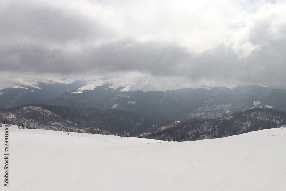 snow covered mountains