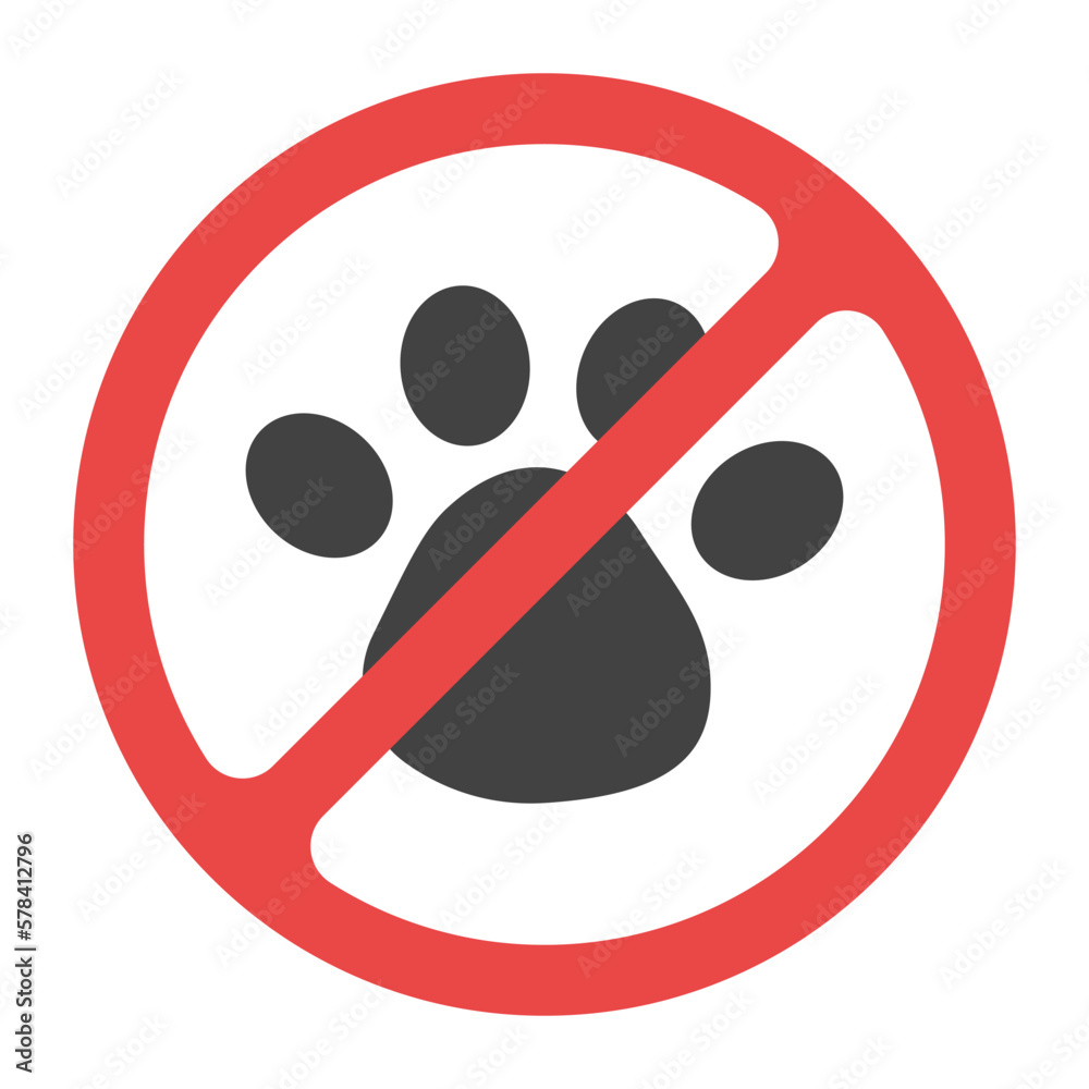 No dog paws. Prohibited dog paw sign vector. Territory without animals vector. Dog paw under the cross vector icon. No dog paws. Prohibited dog paw sign vector. Territory without animals vector. Dog paw under the cross vector icon.