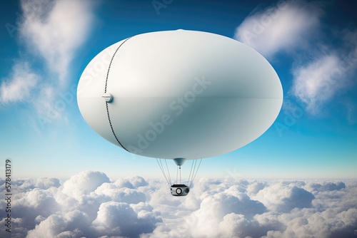 Meteorological probe drone on white balloon. Generative AI
