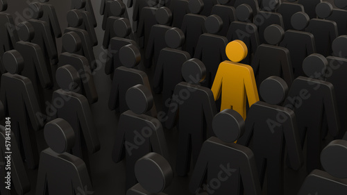 Speak up and Stand out from the crowd Leadership concepts 3d rendering 3d illustration