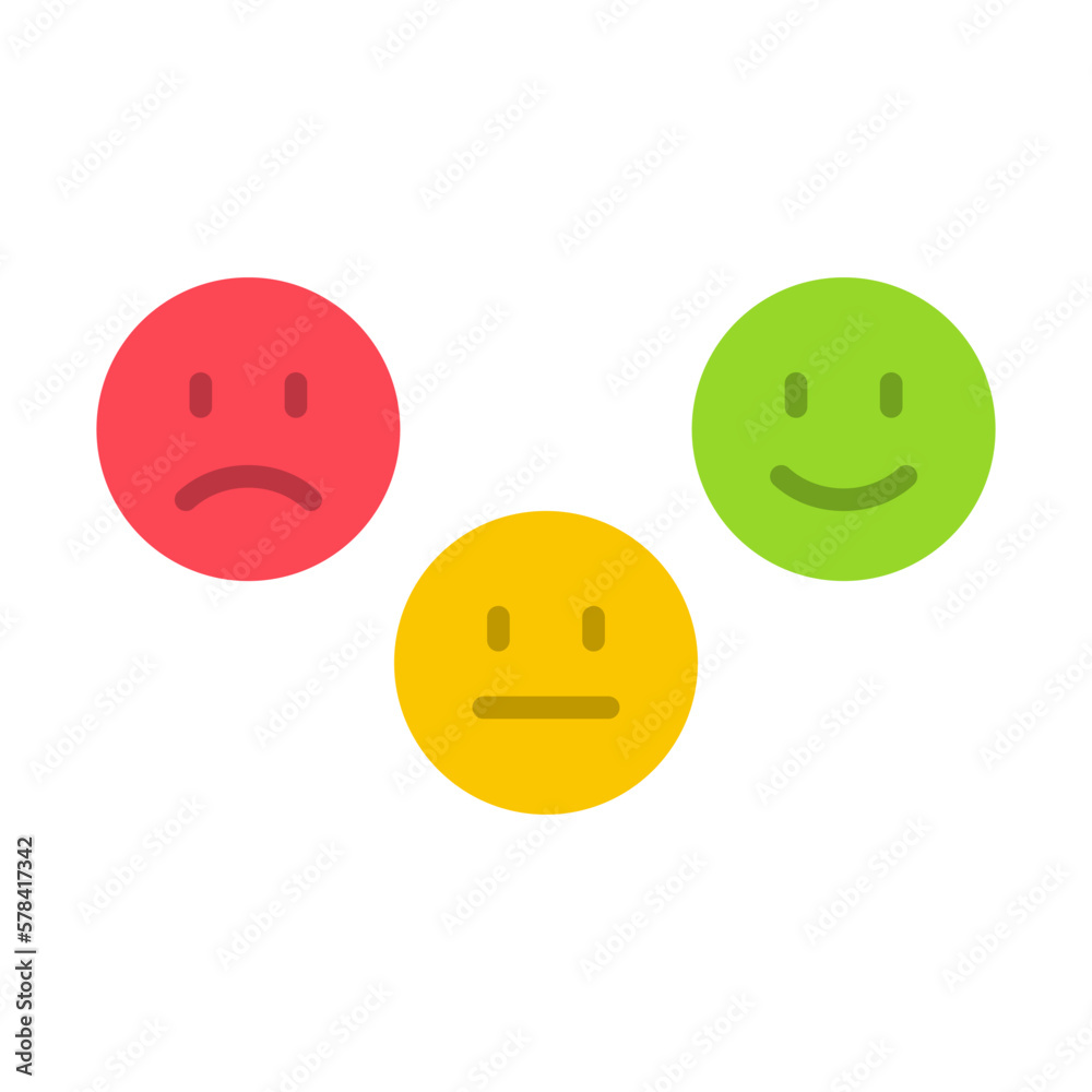 Fototapeta premium Satisfaction rating, customer feedback emotions. Positive, neutral and negative, emoticons of different mood.