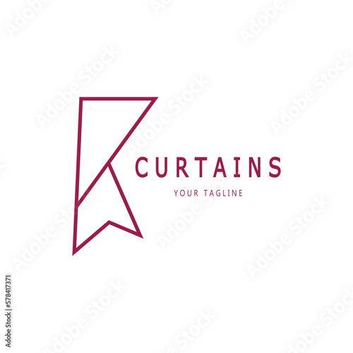 curtain logo illustration template,for Theater, home,hotel and apartment,furniture,badge,curtain business,vector