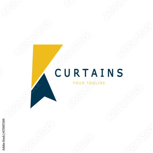 curtain logo illustration template,for Theater, home,hotel and apartment,furniture,badge,curtain business,vector