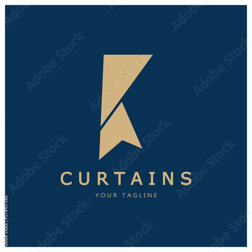 curtain logo illustration template,for Theater, home,hotel and apartment,furniture,badge,curtain business,vector