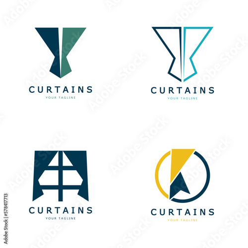 curtain logo illustration template,for Theater, home,hotel and apartment,furniture,badge,curtain business,vector