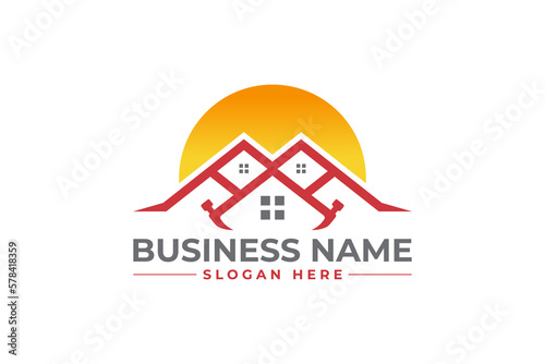 home repair, roofing, remodeling, handyman, home renovation, decor logo	