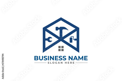 home repair, roofing, remodeling, handyman, home renovation, decor logo	