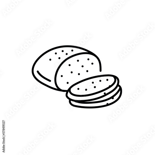 Sliced grain bread black line icon. Bakery.