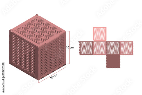 Herringbone detailed box. Decorative elements. box laser cut template. Jewellery box digital template vector files. Gift box template. (plywood 3 mm)