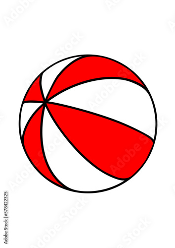 strandball aus acht roten und weißen segmenten