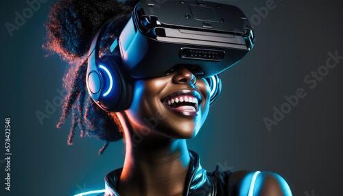 Canvastavla A gamer immersed in a virtual reality game, wearing a sleek VR headset and gloves, surrounded by advanced technology in a futuristic setting, engrossed in gameplay with intense focus