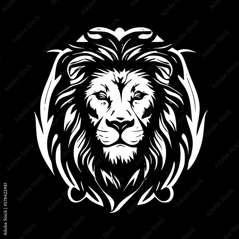 Lion Face | Minimalist and Simple Silhouette - Vector illustration