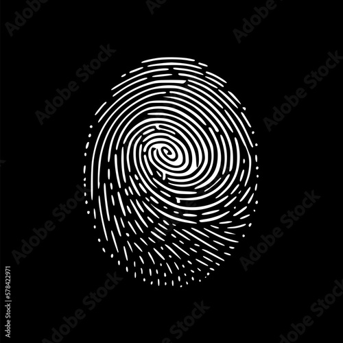 Fingerprint - Black and White Isolated Icon - Vector illustration