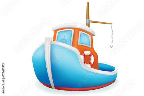 fishing boat schooner longboat for industrial fishing vector illustration