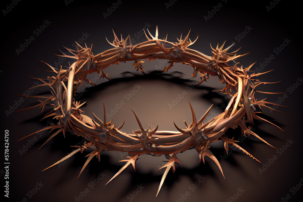 Fototapeta premium 3D Crown of thorns of jesus christ, realistic. Generative Ai
