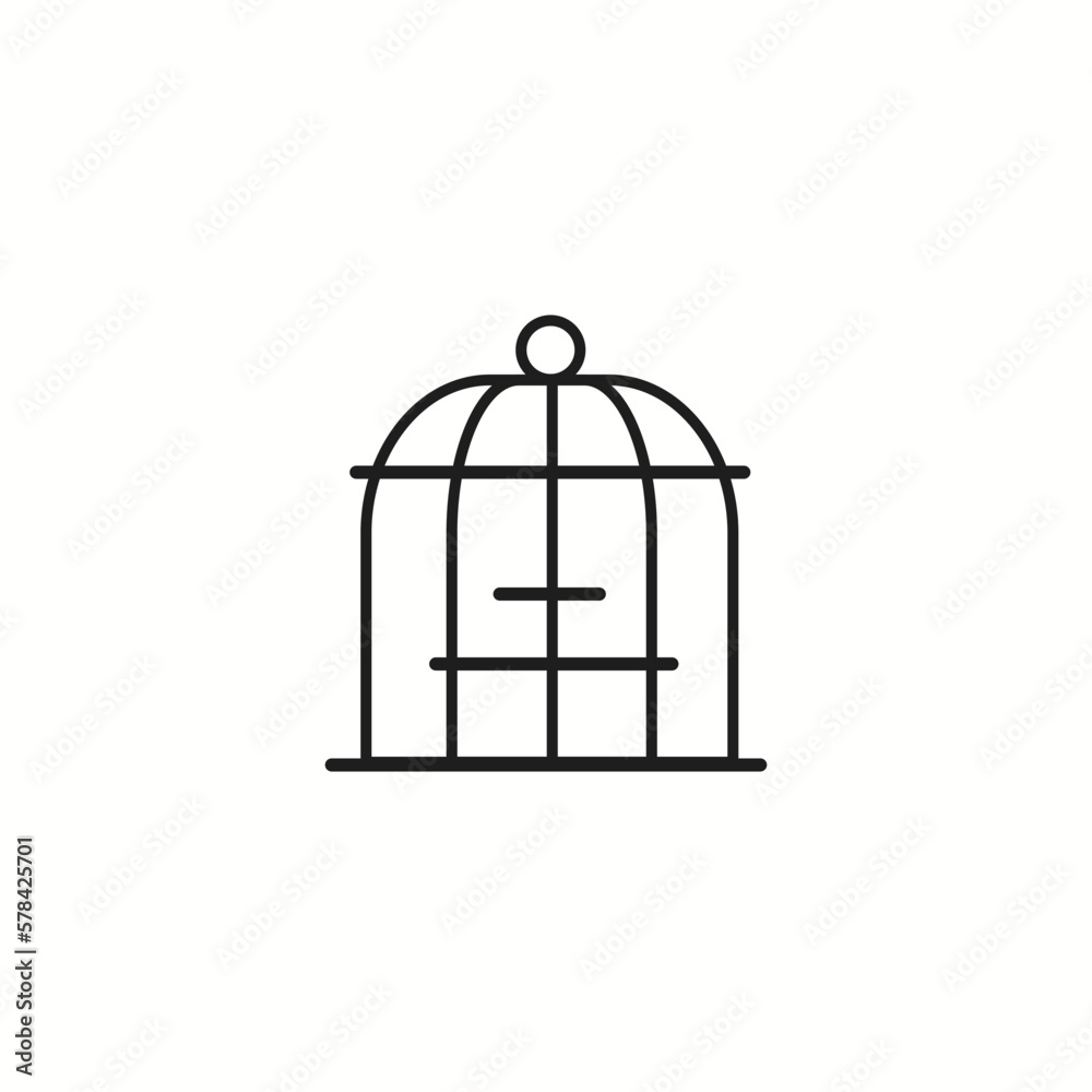 bird cage icon. Line Art Style Design Vector