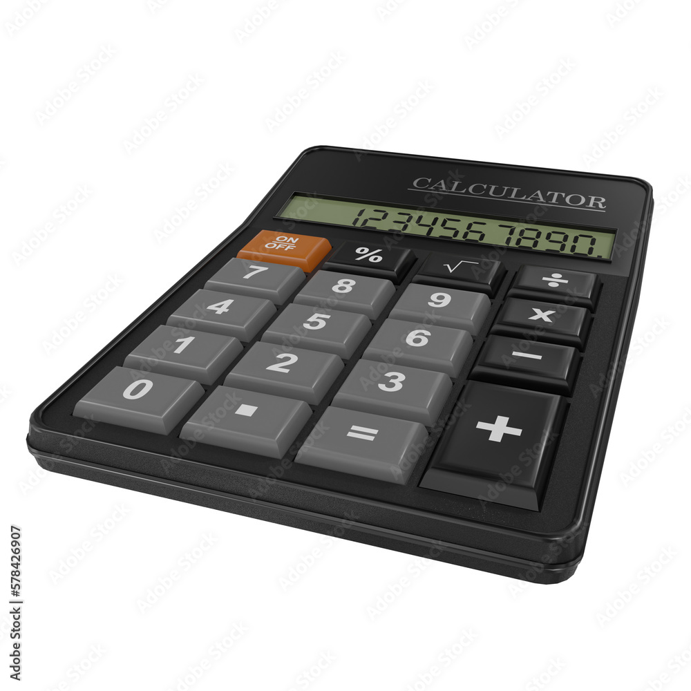 Black digital calculator. 3d illustration Black digital calculator. 3d illustration