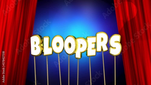 Bloopers Outtakes Mistakes Movie Film Errors Red Curtains 3d Animation photo