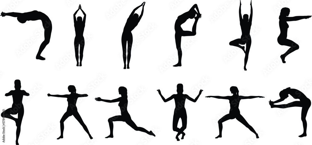 fruitiness woman doing exorcise ballet silhouettes