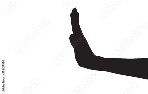 Hand doing stop sign, silhouette vector