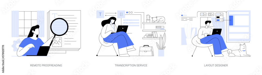 Remote worker services abstract concept vector illustrations. Remote worker services abstract concept vector illustrations.