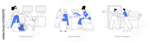 Commercial air transport abstract concept vector illustrations.