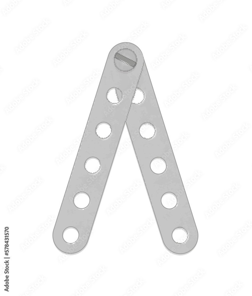 Cyrillic alphabet from the details of the iron constructor. Vector illustration isolated on white background Cyrillic alphabet from the details of the iron constructor. Vector illustration isolated on white background