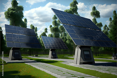 Photovoltaic Solar Technology Park renewable Energy illustration generative AI