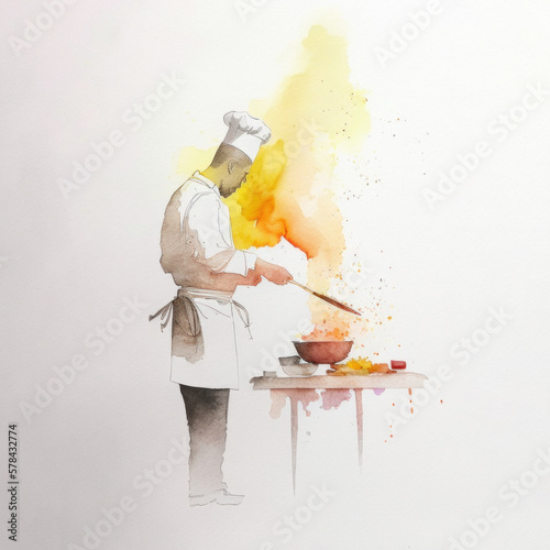 Chef in the kitchen, Generative AI photo