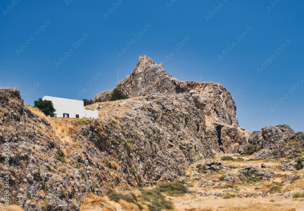 Hill where Lindos ancient acropol is located on Hill where Lindos ancient acropol is located on