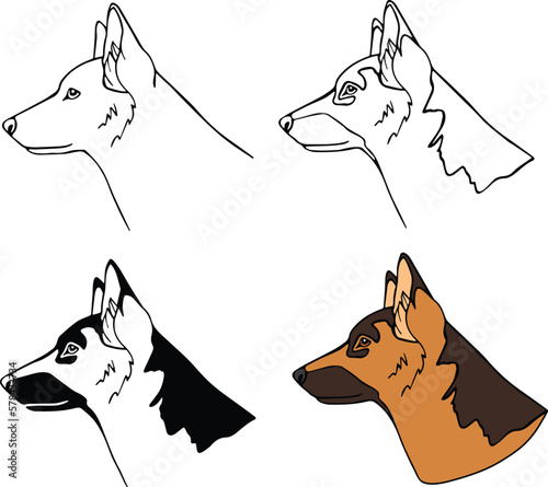 German Shepard Dog Breed Clipart Set	