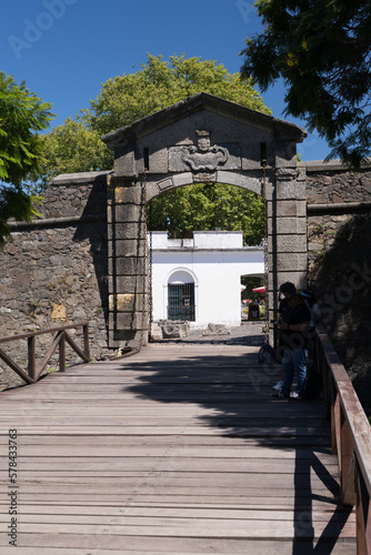 Stone arch and drawbridge leading into Unesco town of Colonia del Sacramento Uruguay
