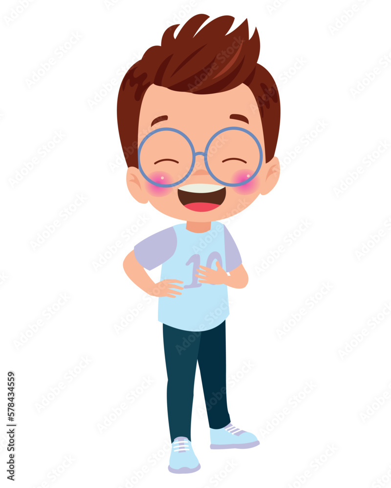 Cute little boy cartoon posing