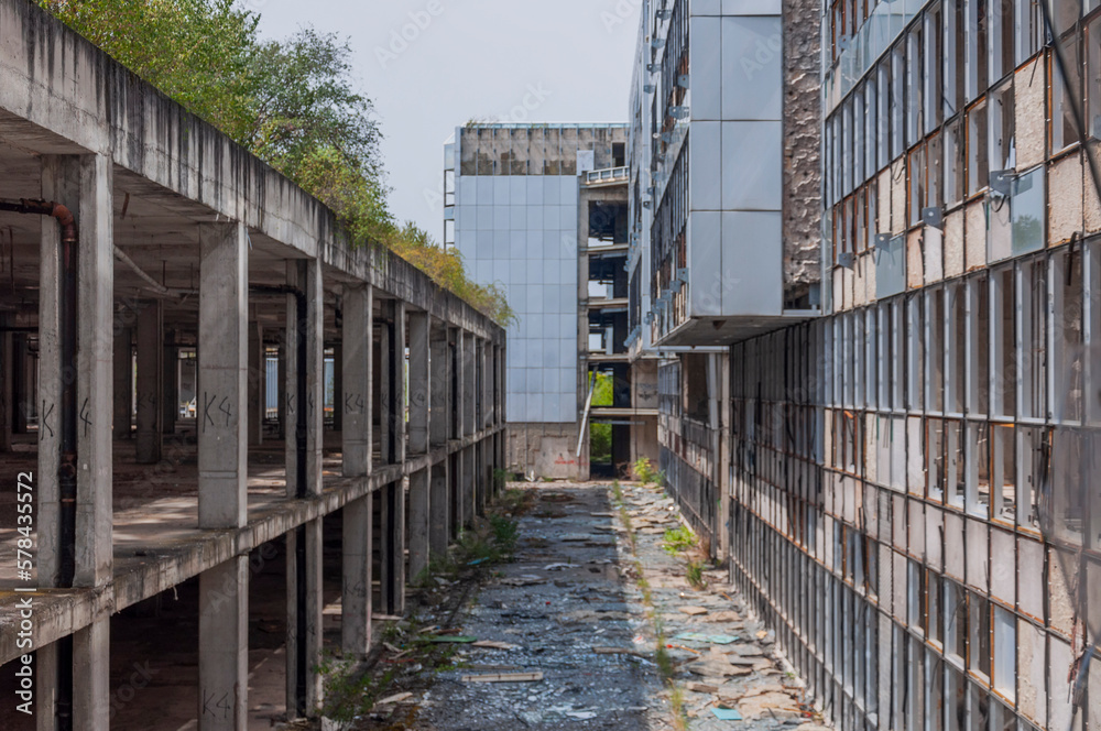 Old destroyed unfinished hospital in the Croatian capital Zagreb in Europe Old destroyed unfinished hospital in the Croatian capital Zagreb in Europe