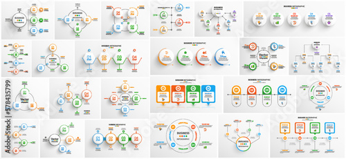 Fototapeta Naklejka Na Ścianę i Meble -  Business infographic collection  with options, steps or processes. Can be used for workflow layout, diagram, number options, web design  