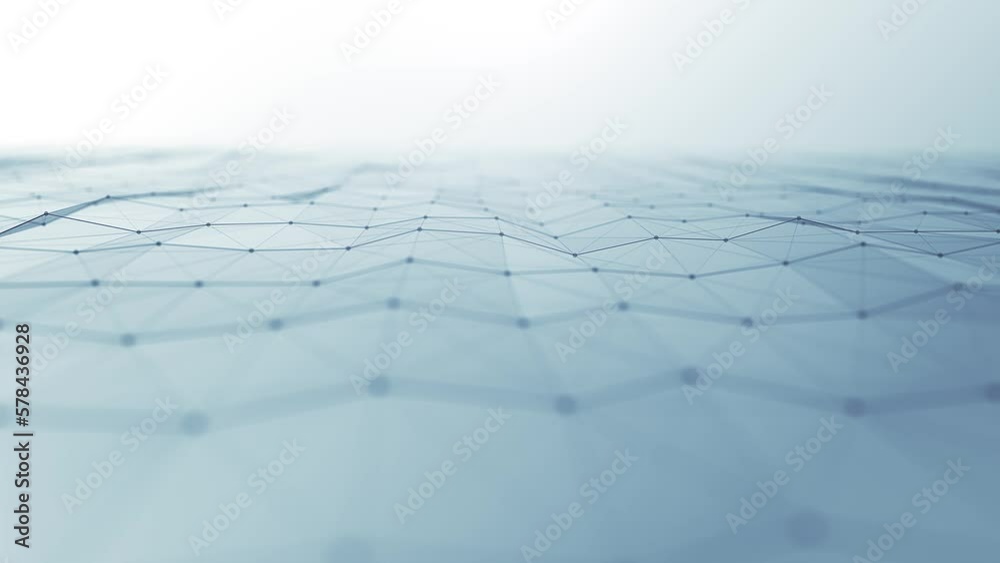 White Ground Plexus Digital Fx Background/ 4k animation of an abstract technology wallpaper background of white moving plexus lines and dots slowly flowing with depth of field