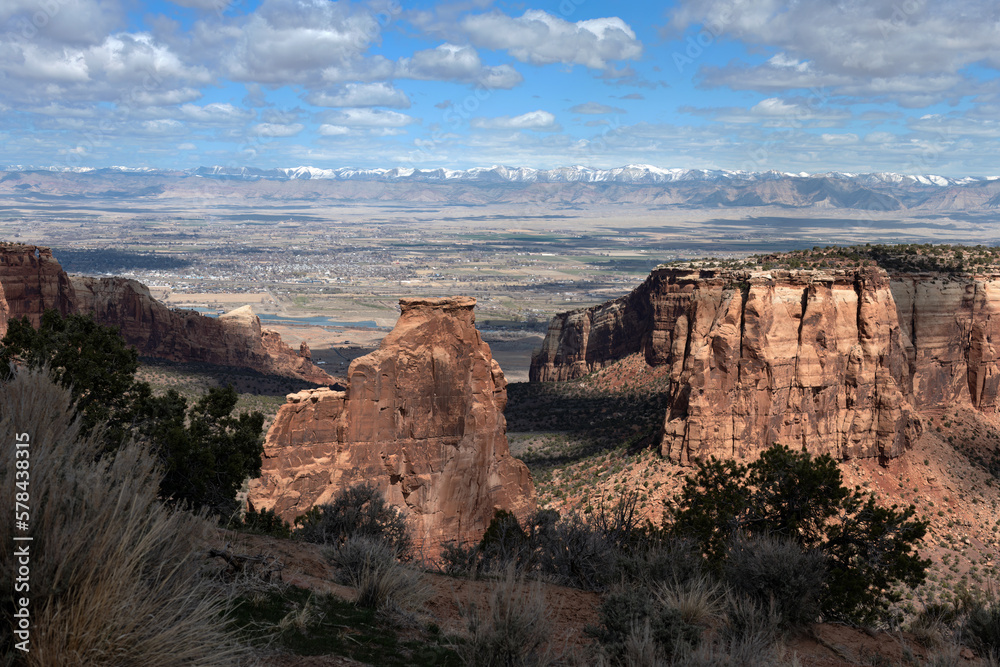 Independence Monument and the Grand Valley from an Overlook in the Colorado national Monument