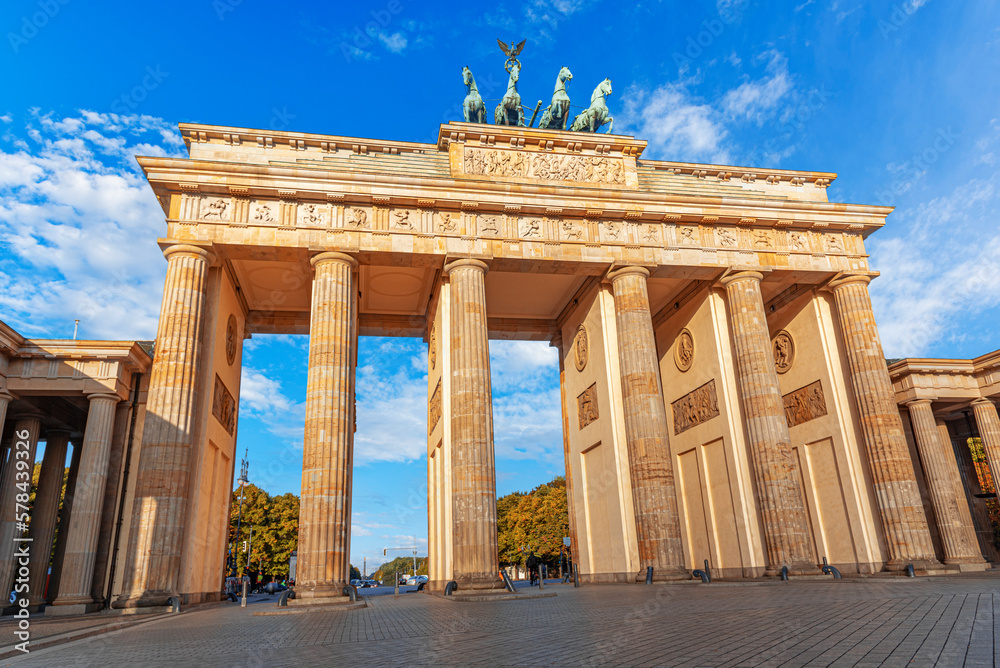Brandenburg Gate famous landmark in Berlin, Germany. Front view.