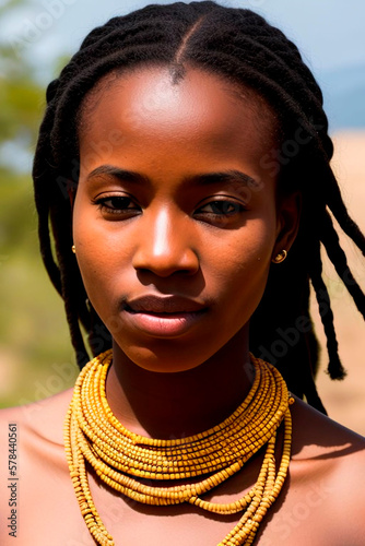 AI Young Ethiopian Woman, A Striking Portrait of African Beauty and Culture, afro beauty