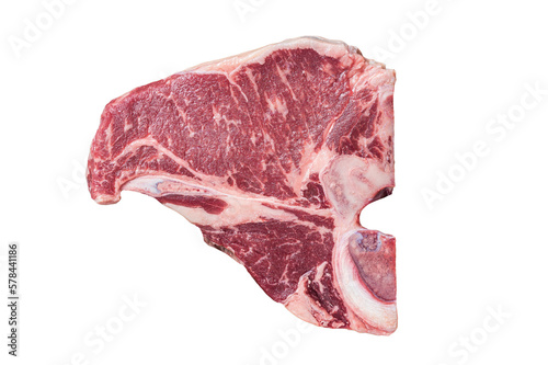 Obraz na płótnie Raw T-bone porterhouse beef meat Steak on golden metalic plate