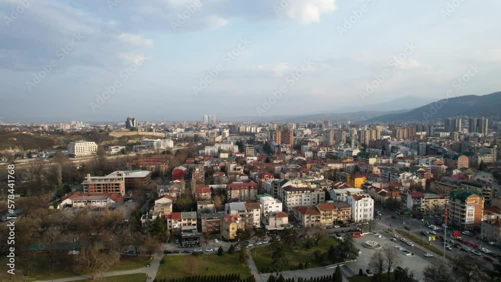 4k 25fps Drone shot of Skopje City in Macedonia at sunset 4k 25fps Drone shot of Skopje City in Macedonia at sunset