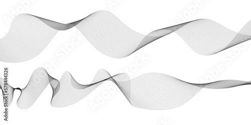 Abstract grey wave lines on transparent background. Digital frequency track equalizer. Abstract frequency sound wave lines and twisted curve lines background.