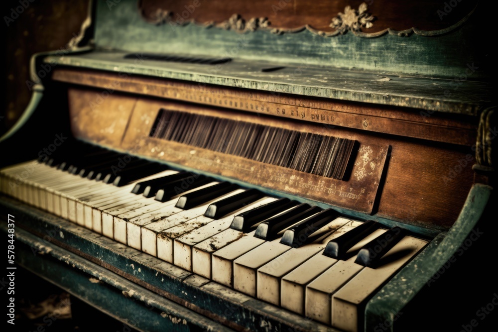 Illustration of an old and abandoned piano - Created with generative ai technology Illustration of an old and abandoned piano - Created with generative ai technology