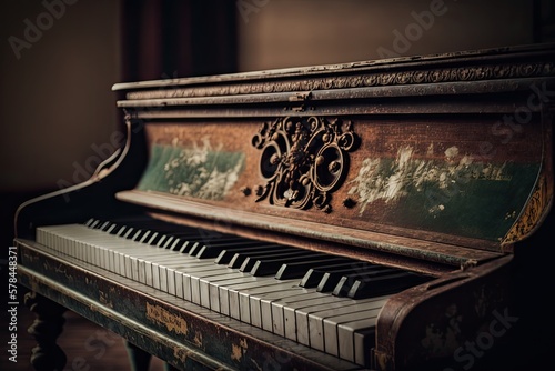 Illustration of an old and abandoned piano - Created with generative ai technology