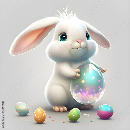 easter bunny with easter eggs - artificial intelligence