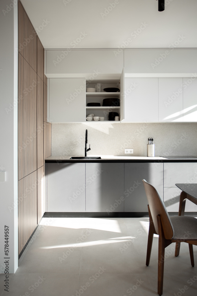 Modern kitchen interior with table