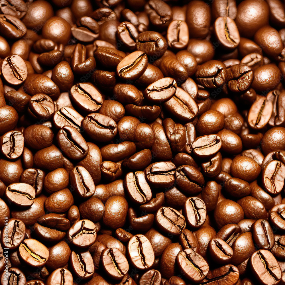 Obraz premium Explosion of coffee beans with dark background. Generating with AI