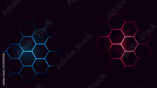 Dark neon hexagon sport and gaming background