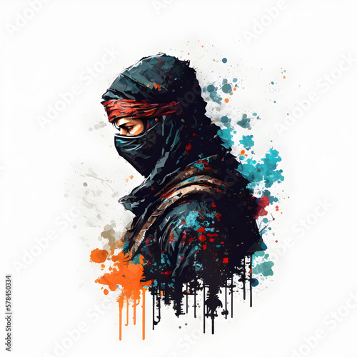 ninja fanart in bright colors on a white background